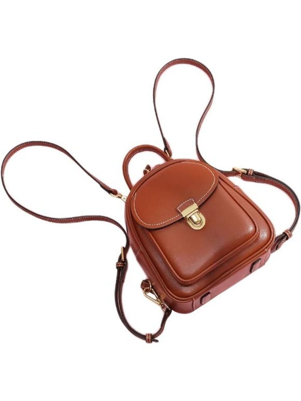 Small leather backpack purse women mini crossbody shoulder bag cowhide handbag